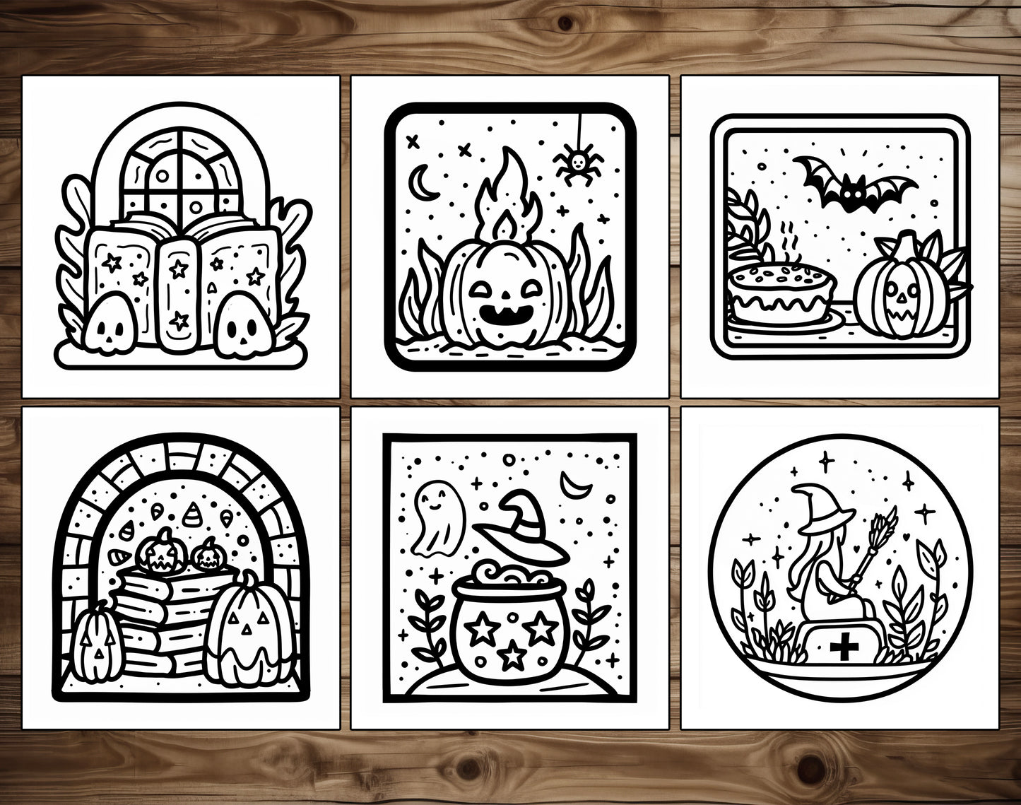 50 Halloween Simple Art Bold and Easy Coloring Pages - Instant Download - Printable PDF