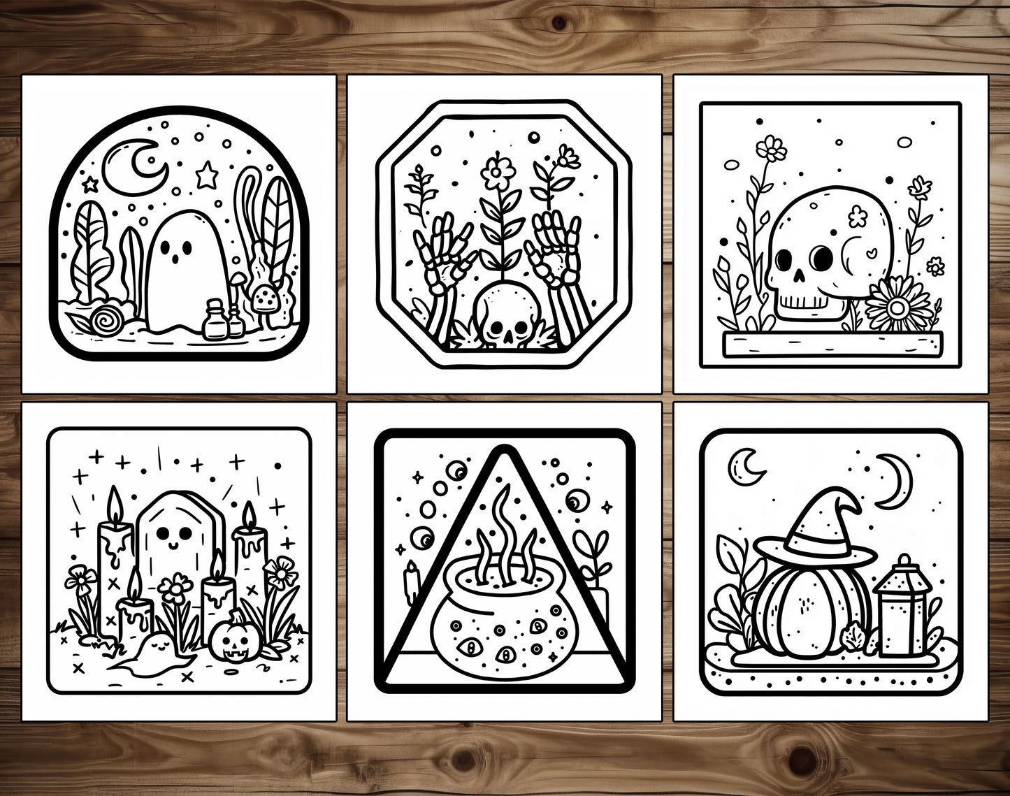 50 Halloween Simple Art Bold and Easy Coloring Pages - Instant Download - Printable PDF