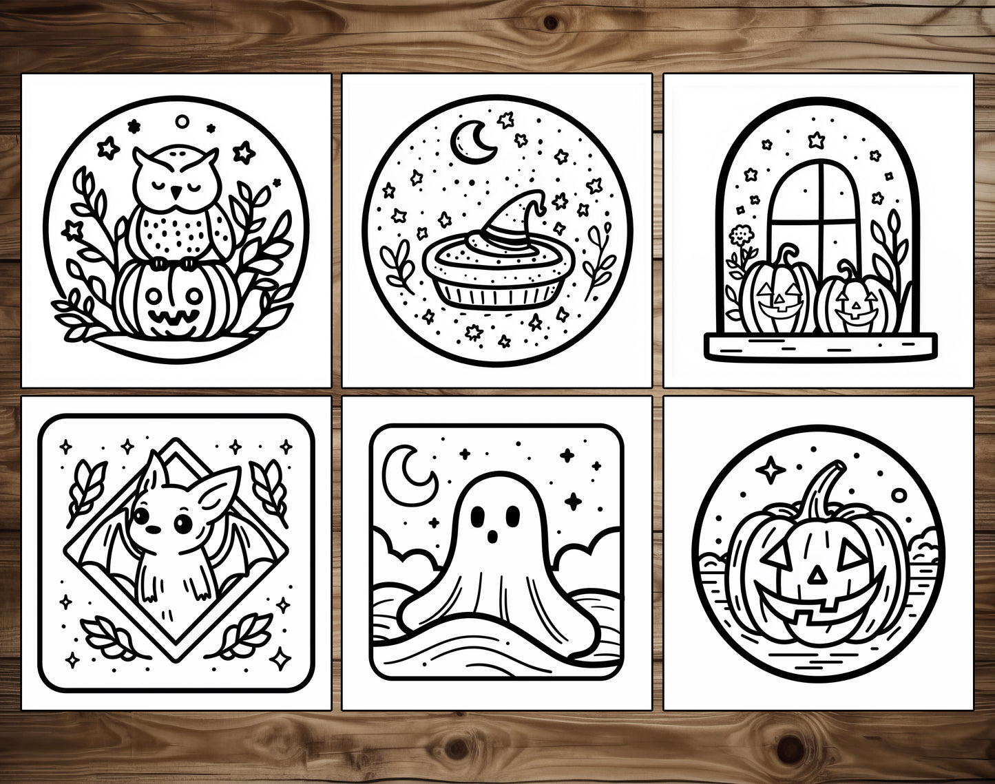 50 Halloween Simple Art Bold and Easy Coloring Pages - Instant Download - Printable PDF