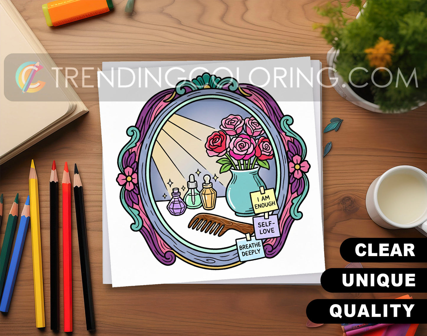 53 Self-Love Cute and Simple Coloring Pages - PDF Download – preview 2