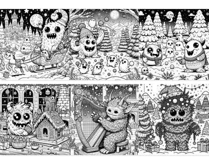 55 Adorable Creepy Christmas Monsters Coloring Pages - Instant Download - Printable PDF – preview 2
