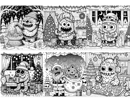 55 Adorable Creepy Christmas Monsters Coloring Pages - Instant Download - Printable PDF – preview 3