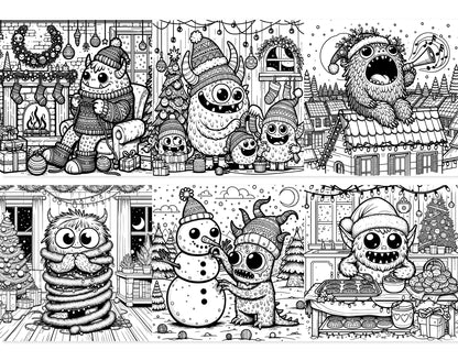 55 Adorable Creepy Christmas Monsters Coloring Pages - Instant Download - Printable PDF – preview 4