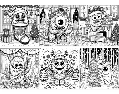55 Adorable Creepy Christmas Monsters Coloring Pages - Instant Download - Printable PDF – preview 6