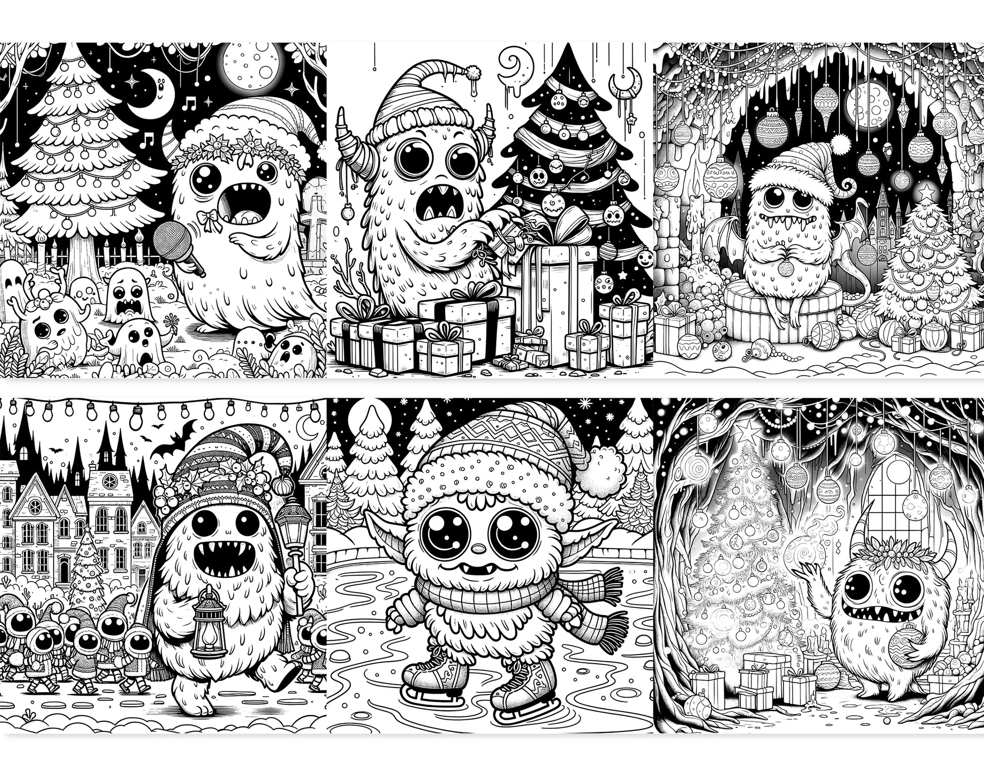55 Adorable Creepy Christmas Monsters Coloring Pages - Instant Download - Printable PDF – preview 7