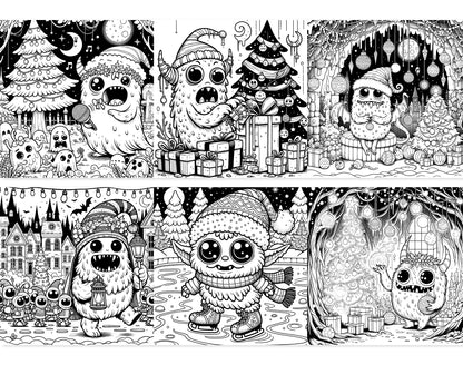 55 Adorable Creepy Christmas Monsters Coloring Pages - Instant Download - Printable PDF – preview 7