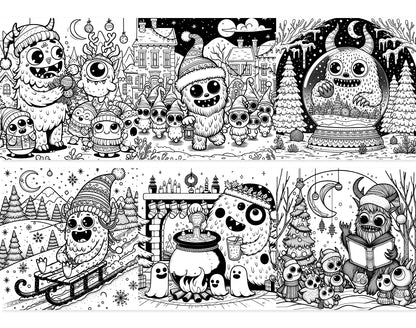 55 Adorable Creepy Christmas Monsters Coloring Pages - Instant Download - Printable PDF – preview 9