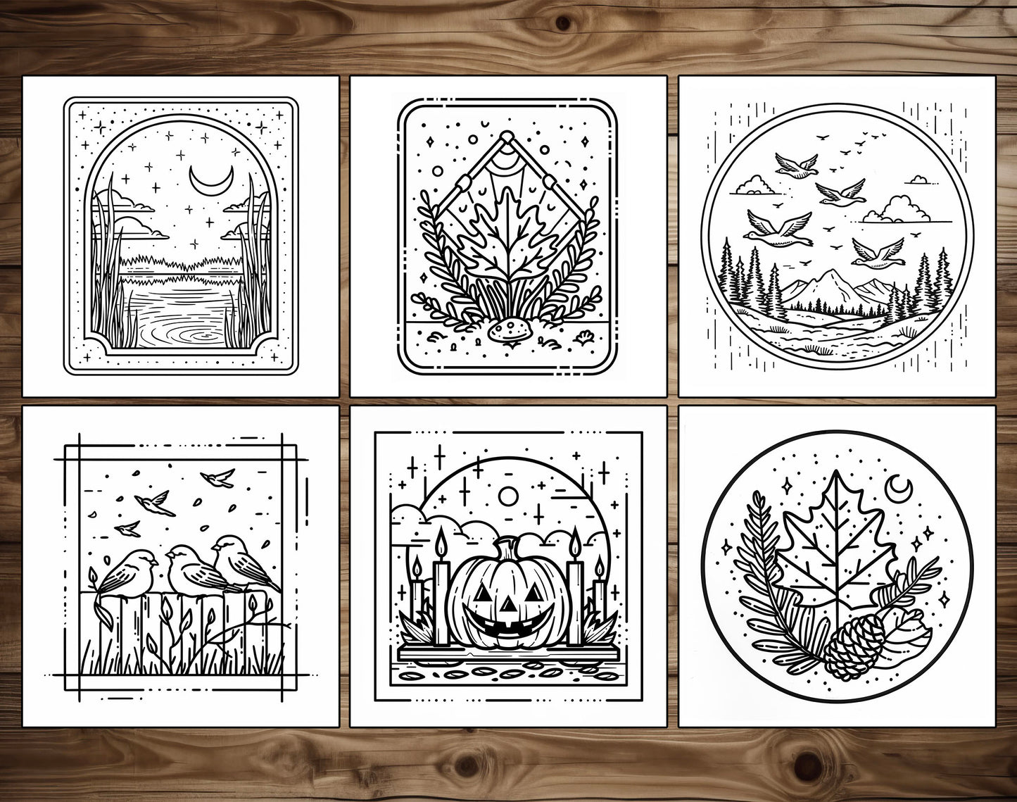 55 Autumn Simple Art Bold and Easy Coloring Pages - Instant Download - Printable PDF – preview 2