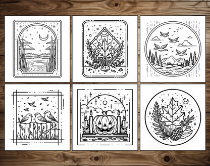 55 Autumn Simple Art Bold and Easy Coloring Pages - Instant Download - Printable PDF – preview 2