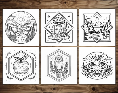55 Autumn Simple Art Bold and Easy Coloring Pages - Instant Download - Printable PDF – preview 6