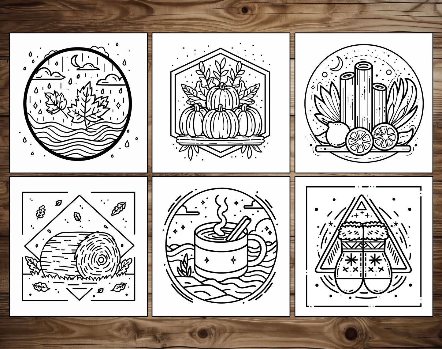 55 Autumn Simple Art Bold and Easy Coloring Pages - Instant Download - Printable PDF – preview 7