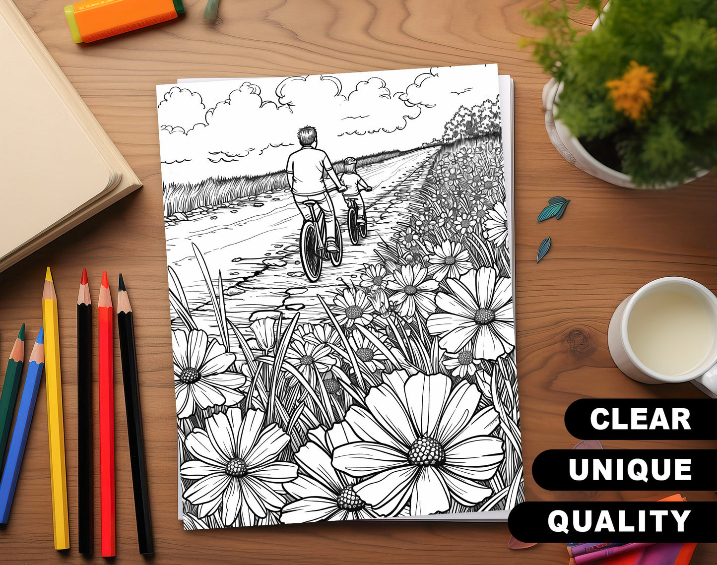 55 Dad's Love Coloring Pages - Father's Day Coloring Pages - Instant Download - Printable PDF – preview 3