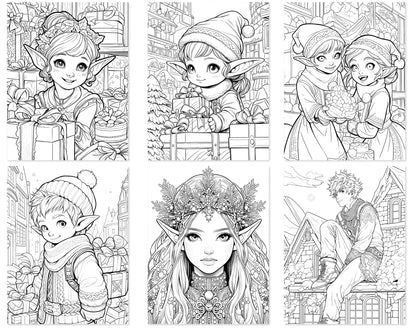 55 Fantasy Christmas Coloring Pages - Instant Download - Printable PDF – preview 3