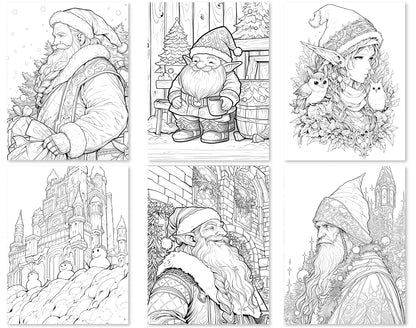 55 Fantasy Christmas Coloring Pages - Instant Download - Printable PDF – preview 4
