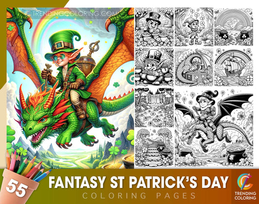 55 Fantasy St Patrick's Day Coloring Pages- Instant Download - Printable PDF