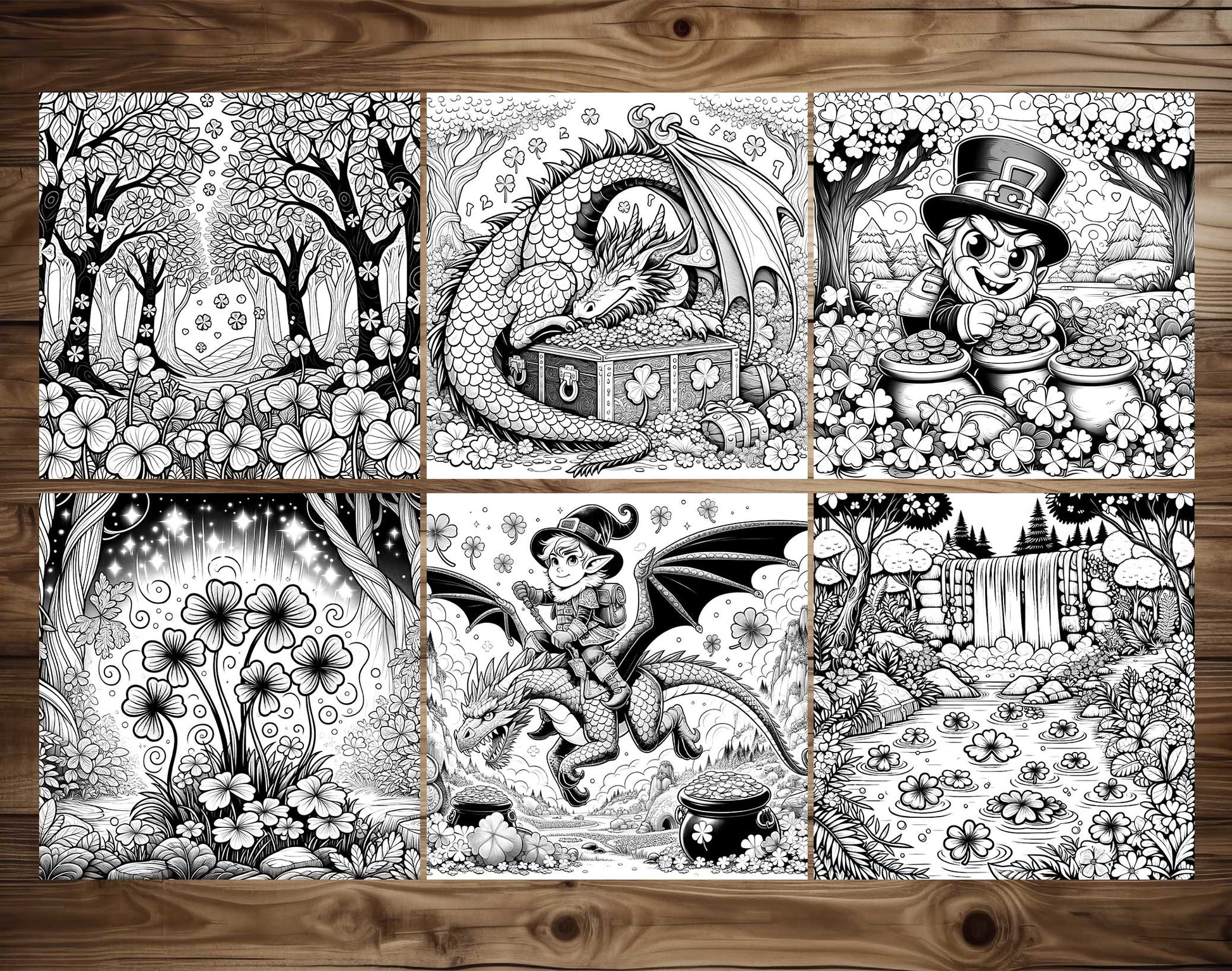 55 Fantasy St Patrick's Day Coloring Pages- Instant Download - Printable PDF – preview 3