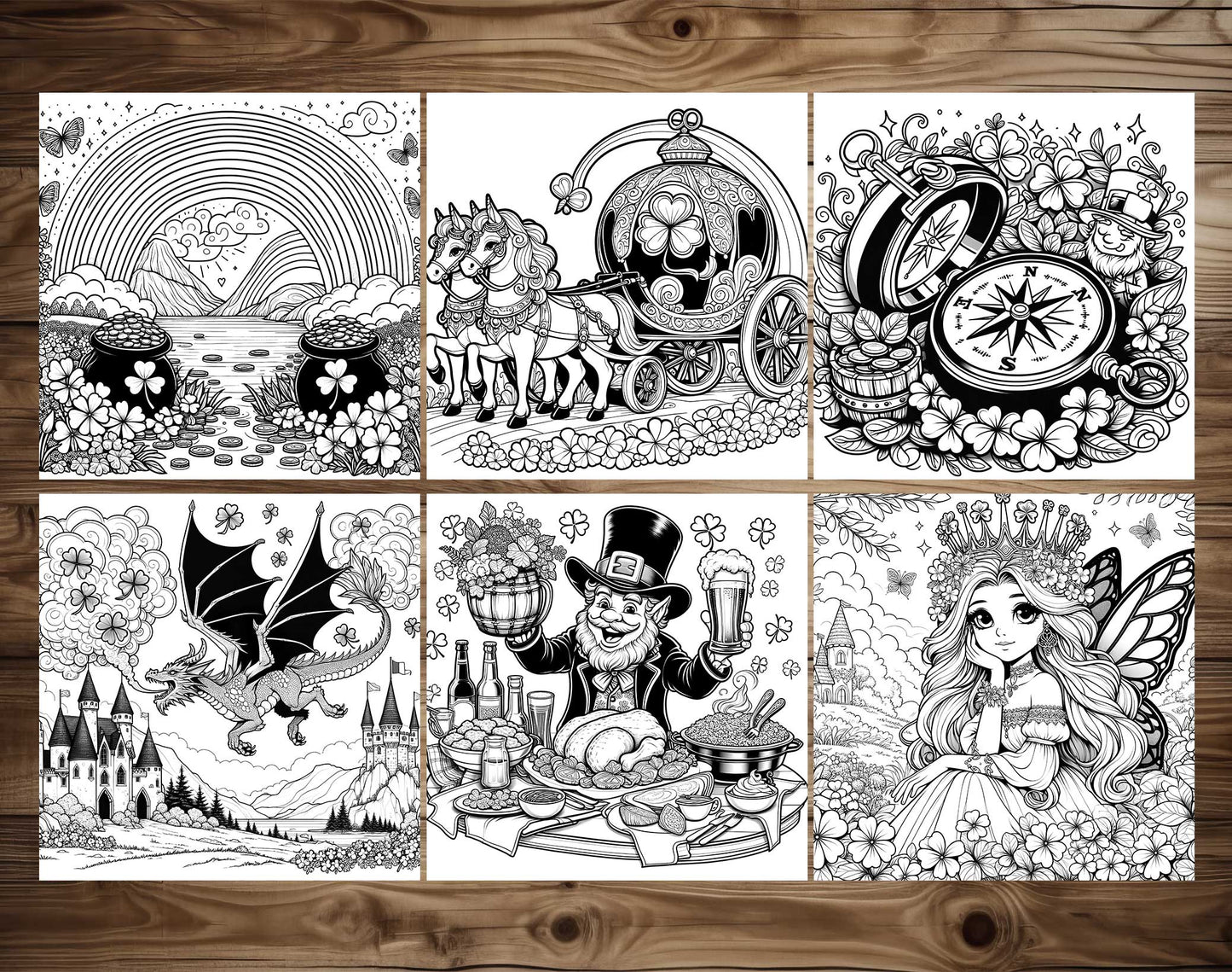 55 Fantasy St Patrick's Day Coloring Pages- Instant Download - Printable PDF – preview 4