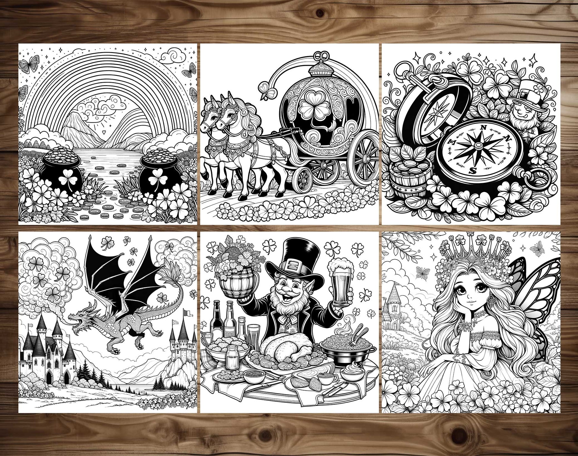 55 Fantasy St Patrick's Day Coloring Pages- Instant Download - Printable PDF – preview 4