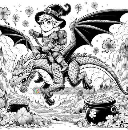 55 Fantasy St Patrick's Day Coloring Pages- Instant Download - Printable PDF – preview 6