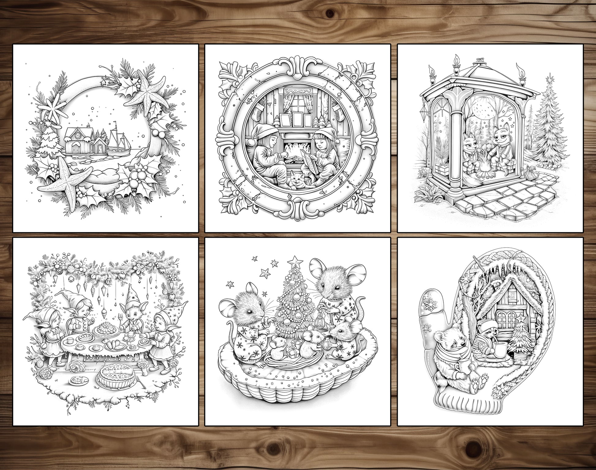 55 Little Christmas Wonders Cozy Coloring Pages – preview 4