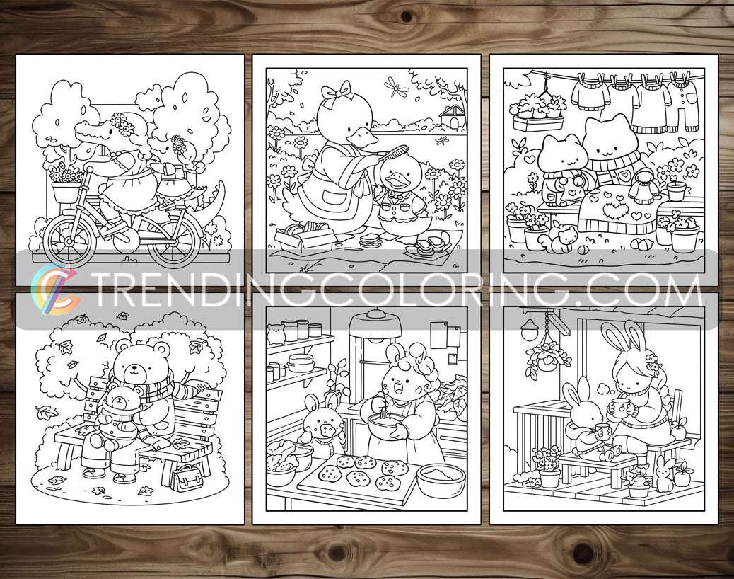 55 Mom Moments Cute and Simple Coloring Pages for Adults | Printable PDF | Instant Download – preview 3