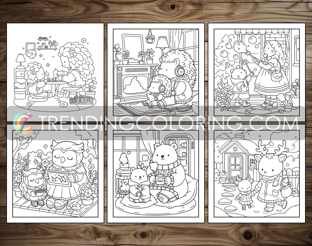 55 Mom Moments Cute and Simple Coloring Pages for Adults | Printable PDF | Instant Download – preview 5