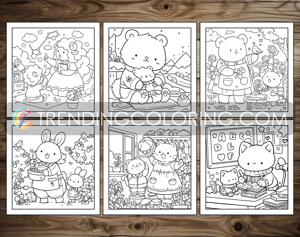 55 Mom Moments Cute and Simple Coloring Pages for Adults | Printable PDF | Instant Download – preview 6