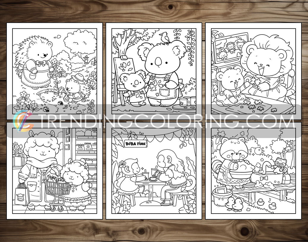 55 Mom Moments Cute and Simple Coloring Pages for Adults | Printable PDF | Instant Download – preview 8