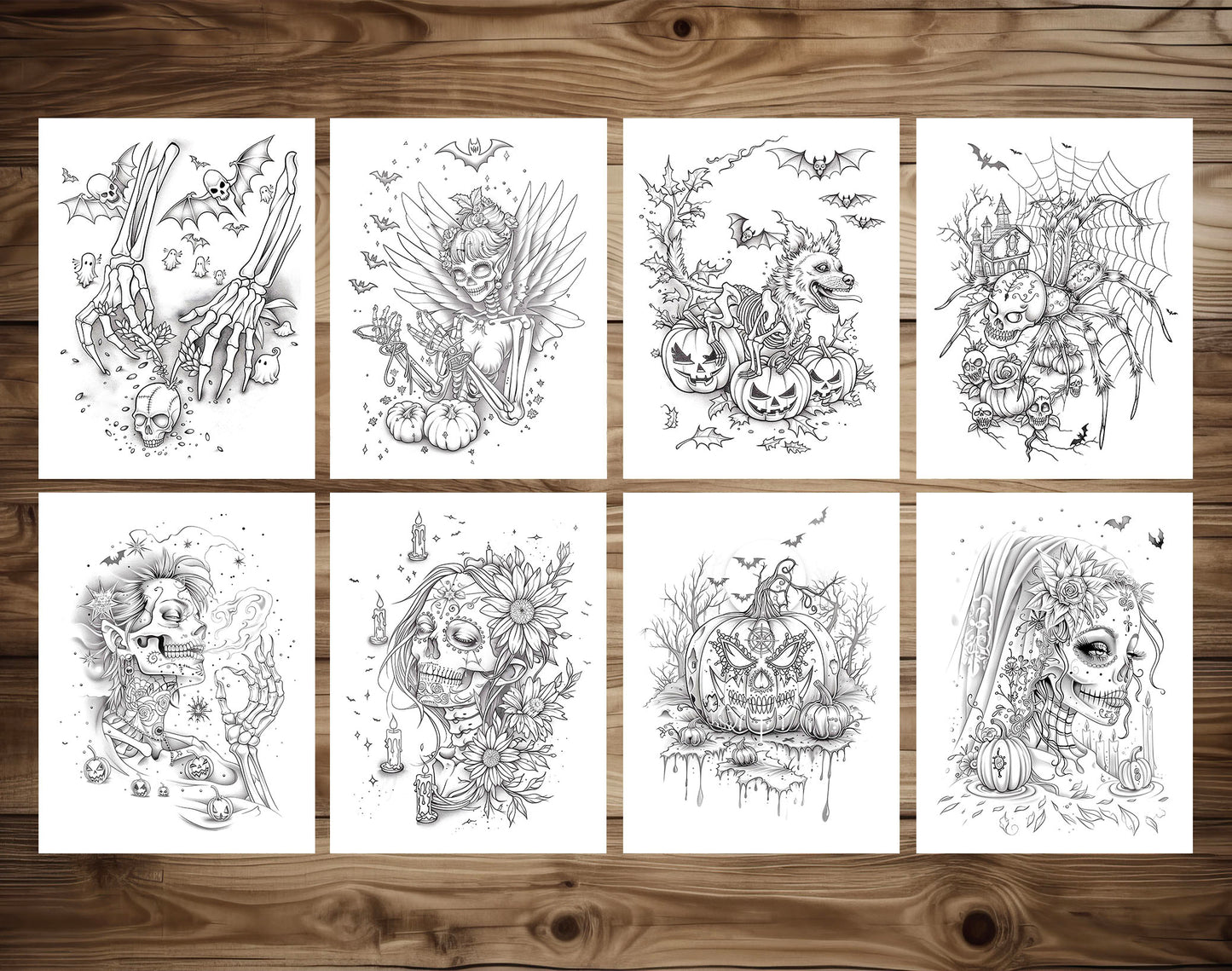 55 Spirits of Halloween - Santa Muerte Coloring Pages - Instant Download - Printable PDF – preview 4
