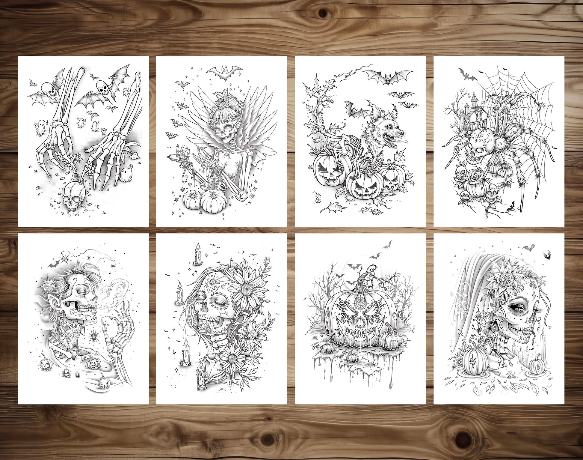 55 Spirits of Halloween - Santa Muerte Coloring Pages - Instant Download - Printable PDF – preview 4
