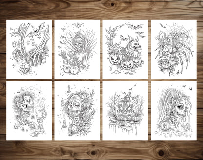 55 Spirits of Halloween - Santa Muerte Coloring Pages - Instant Download - Printable PDF – preview 4