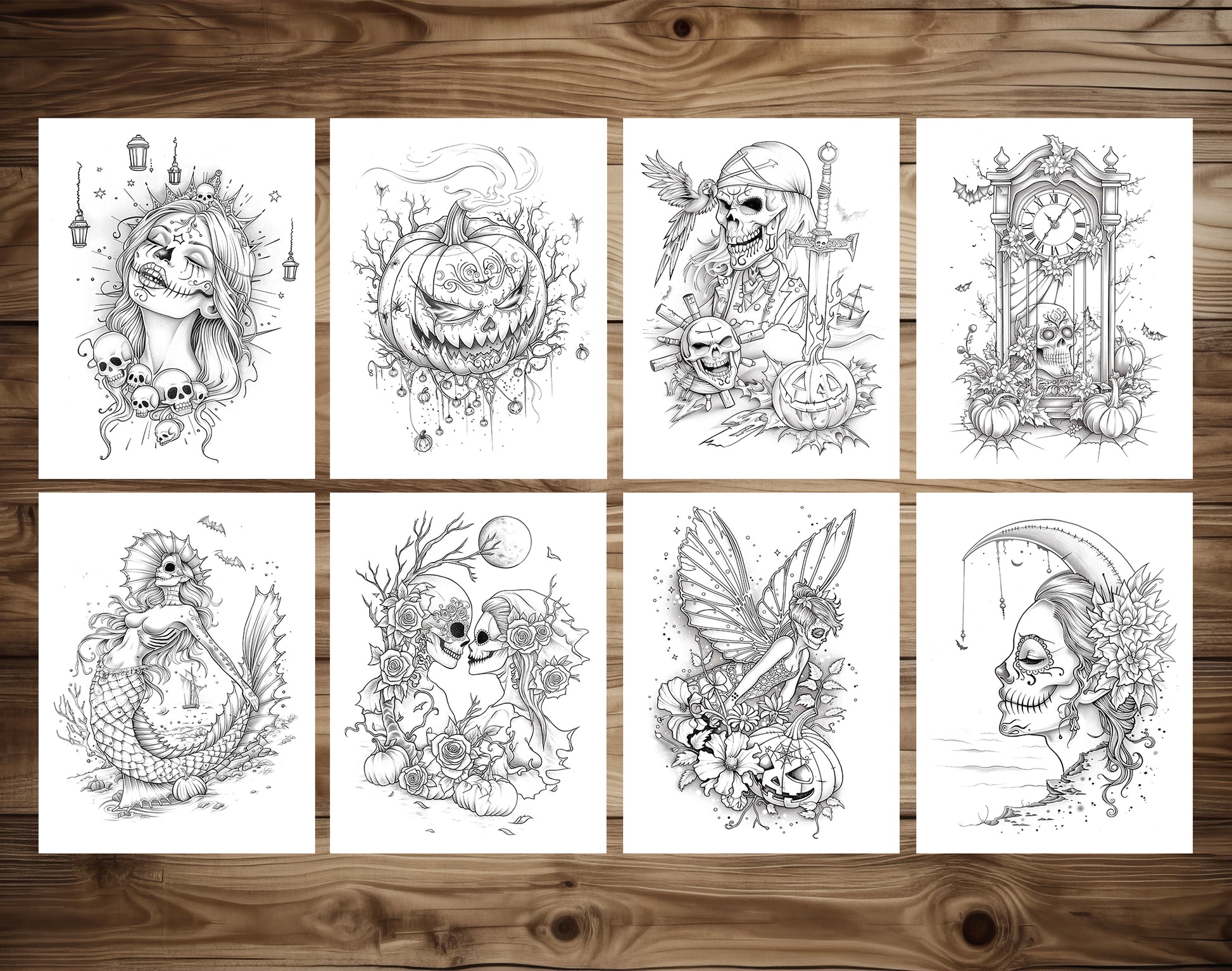 55 Spirits of Halloween - Santa Muerte Coloring Pages - Instant Download - Printable PDF – preview 6