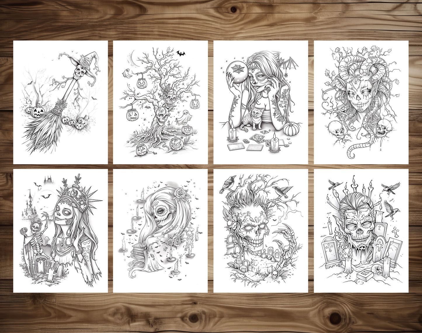 55 Spirits of Halloween - Santa Muerte Coloring Pages - Instant Download - Printable PDF – preview 7