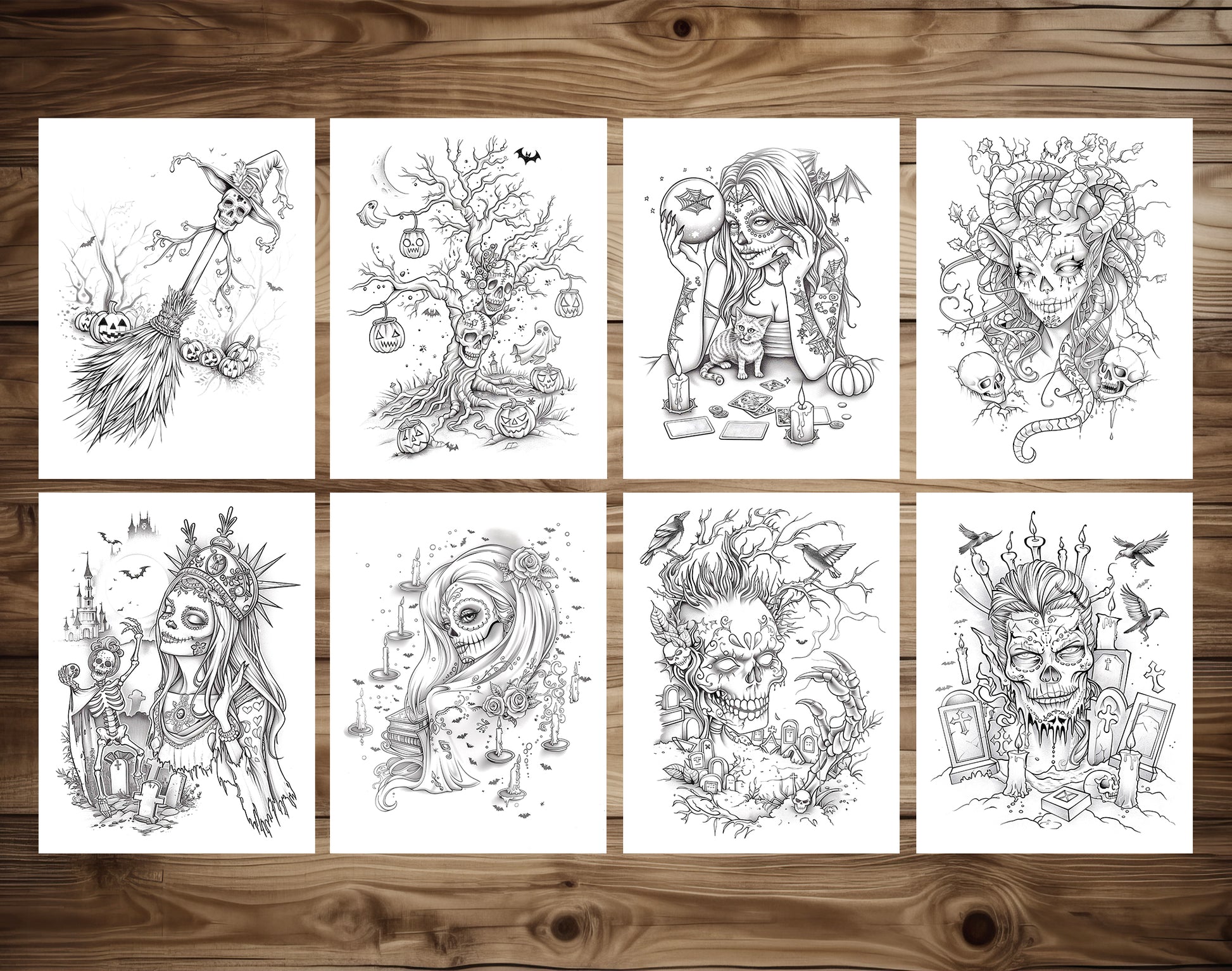 55 Spirits of Halloween - Santa Muerte Coloring Pages - Instant Download - Printable PDF – preview 7