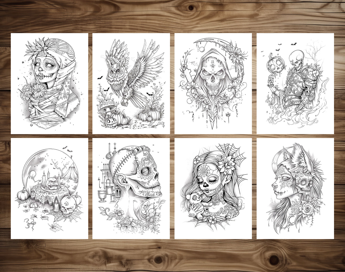 55 Spirits of Halloween - Santa Muerte Coloring Pages - Instant Download - Printable PDF – preview 8