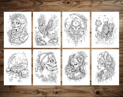 55 Spirits of Halloween - Santa Muerte Coloring Pages - Instant Download - Printable PDF – preview 8