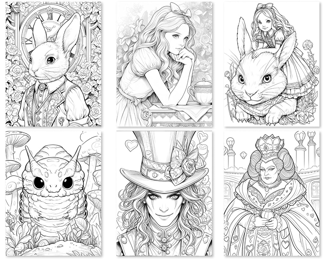 60 Alice in Wonderland Coloring Pages Instant Download Printable