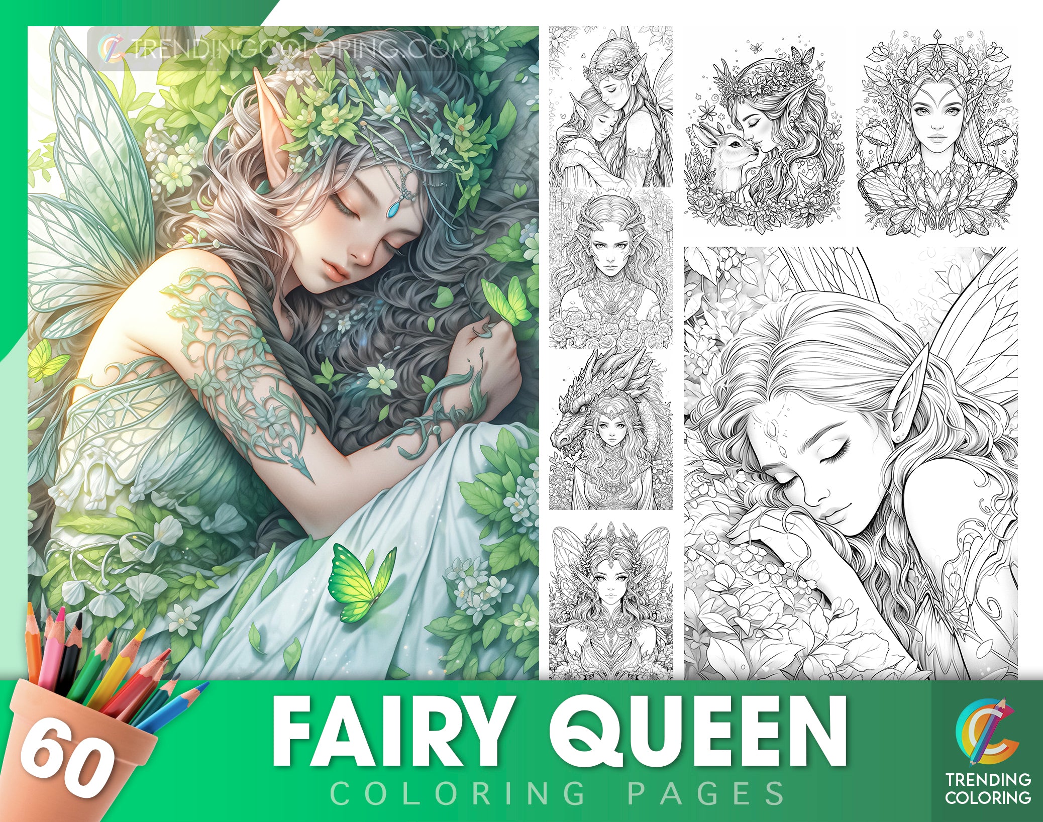 60 Fairy Queen Coloring Pages - Instant Download - Printable – Trending ...