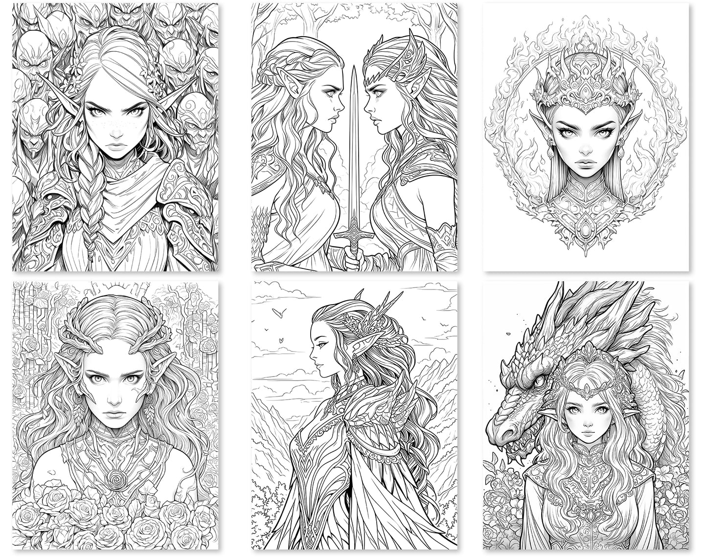 60 Fairy Queen Coloring Pages - Instant Download - Printable PDF