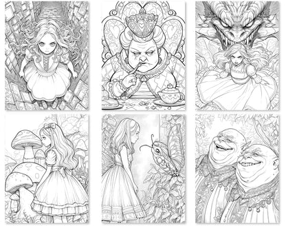 60 Alice in Wonderland Coloring Pages - Instant Download - Printable PDF – preview 10