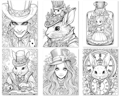 60 Alice in Wonderland Coloring Pages - Instant Download - Printable PDF – preview 6