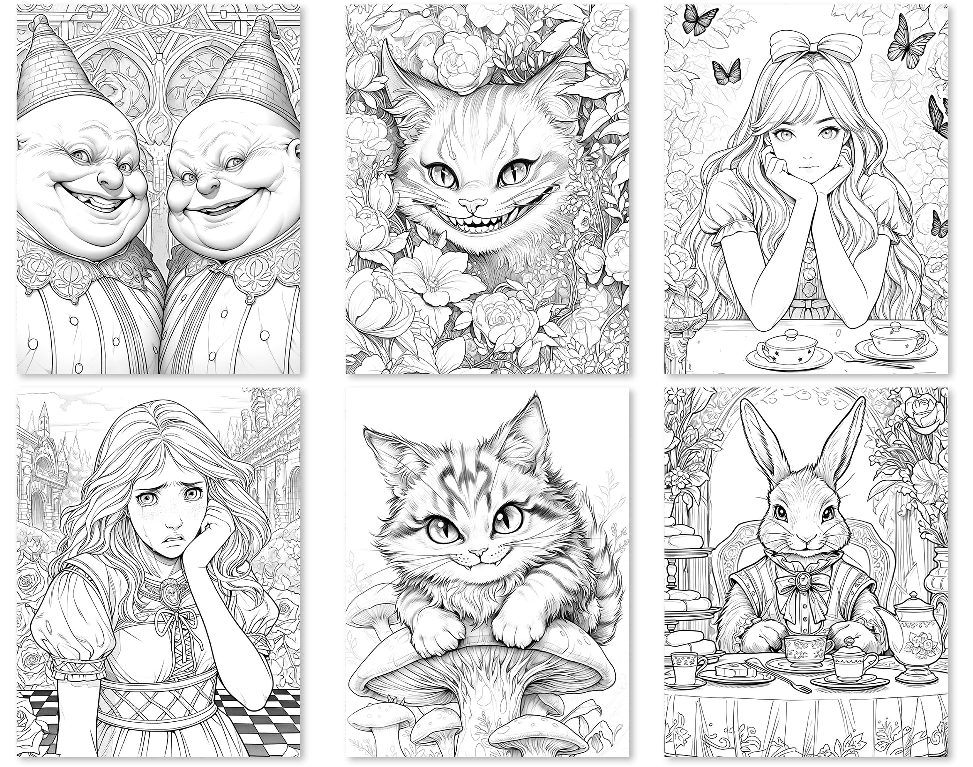 60 Alice in Wonderland Coloring Pages - Instant Download - Printable PDF – preview 8