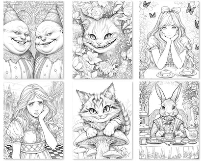 60 Alice in Wonderland Coloring Pages - Instant Download - Printable PDF – preview 8