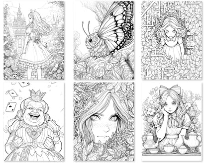 60 Alice in Wonderland Coloring Pages - Instant Download - Printable PDF – preview 9