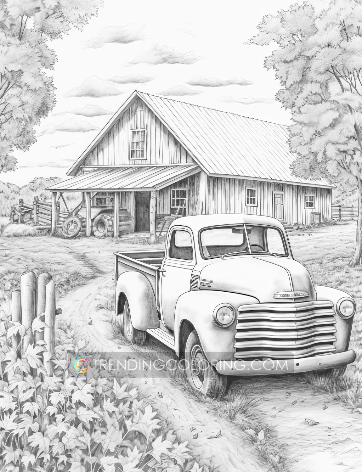 60 Autumn Charm Grayscale Coloring Pages - Instant Download - Printable PDF – preview 6
