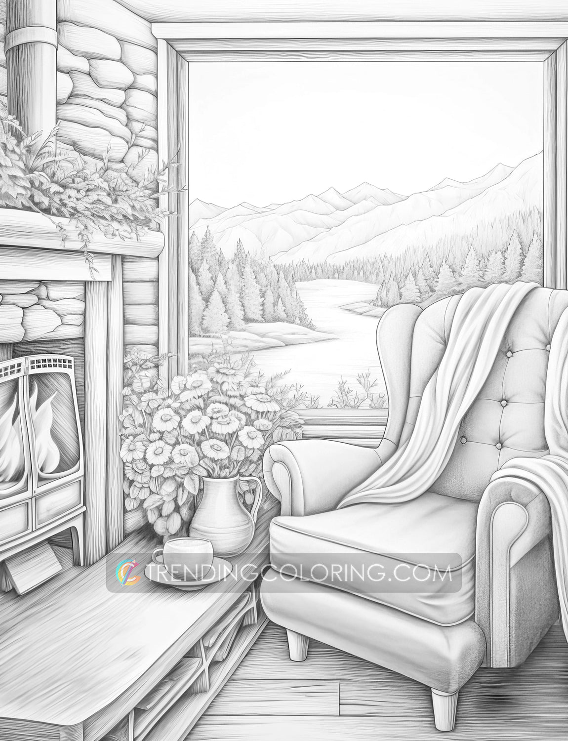60 Autumn Charm Grayscale Coloring Pages - Instant Download - Printable PDF – preview 7
