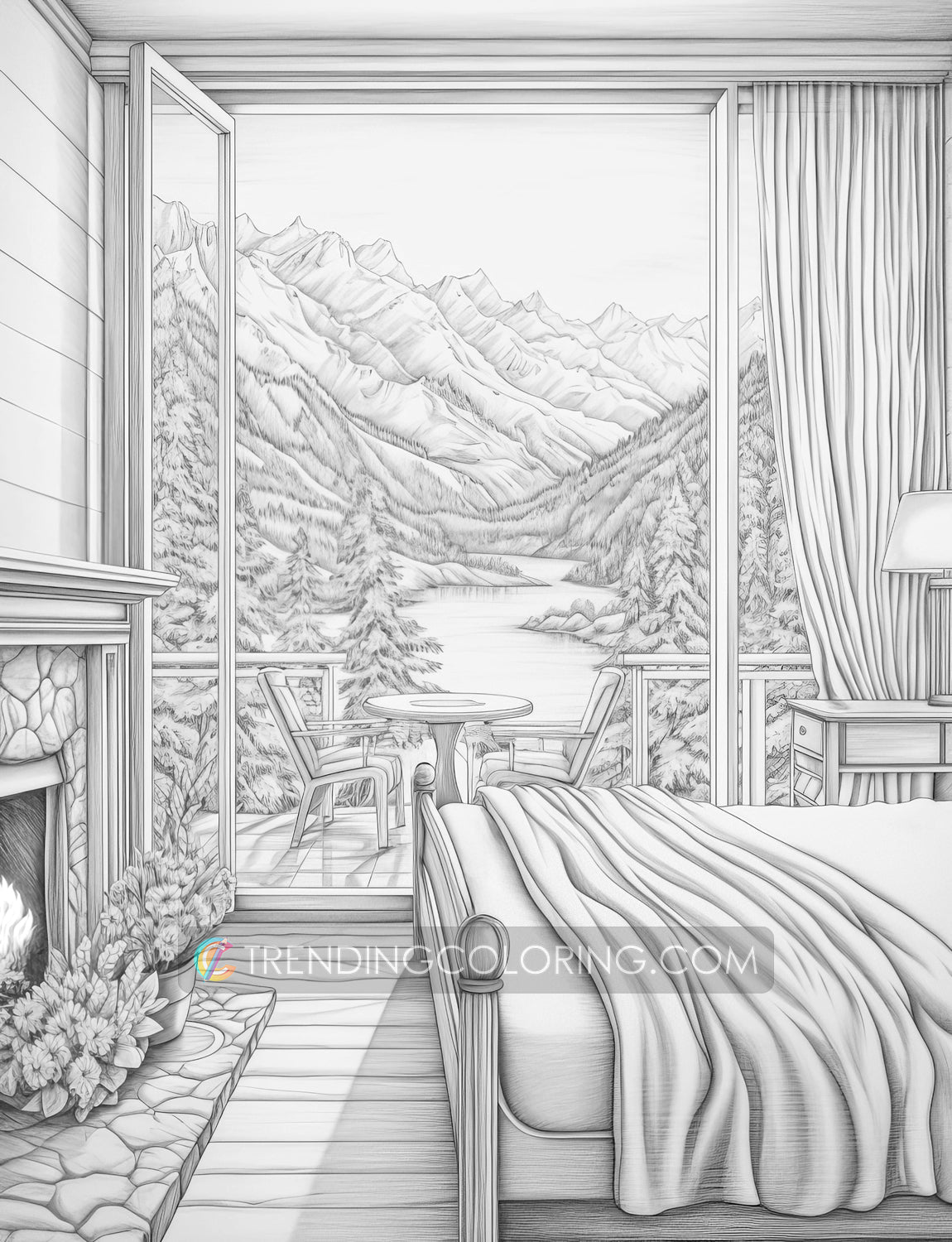 60 Autumn Charm Grayscale Coloring Pages - Instant Download - Printable PDF – preview 8