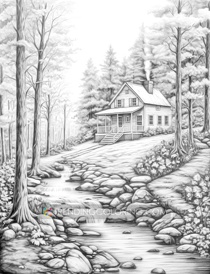 60 Autumn Charm Grayscale Coloring Pages - Instant Download - Printable PDF – preview 9
