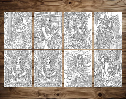 60 Dark Fairies 2 Coloring Pages - Instant Download - Printable PDF – preview 4