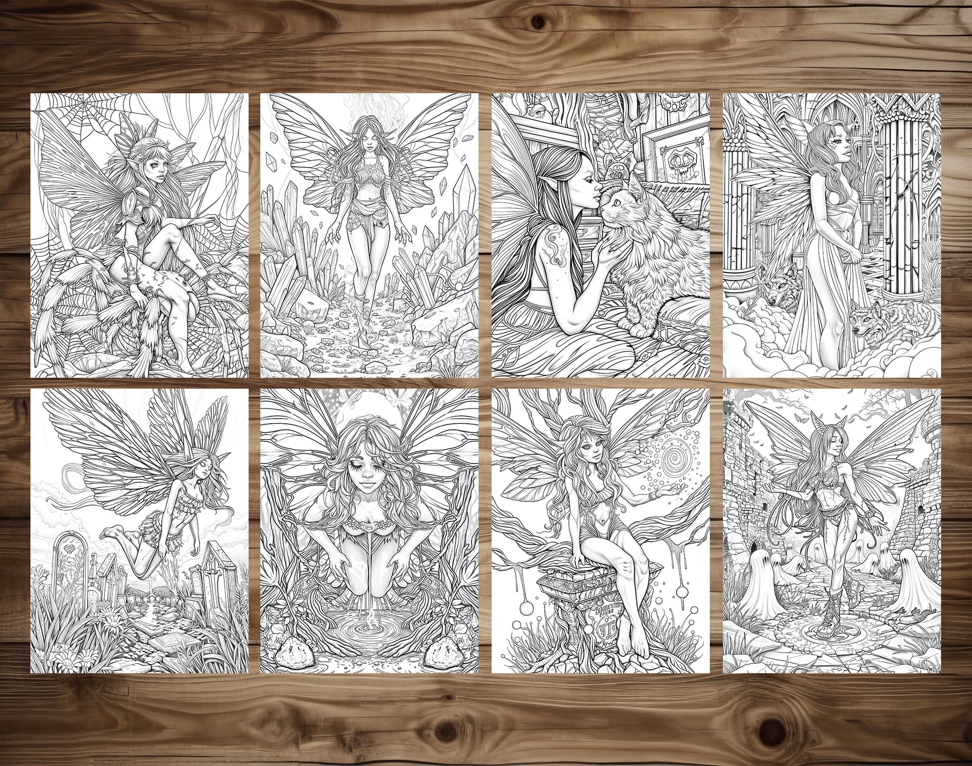 60 Dark Fairies 2 Coloring Pages - Instant Download - Printable PDF – preview 7